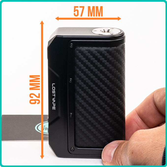 Dimensions de la Box Thelema Q200 Pro Lost Vape
